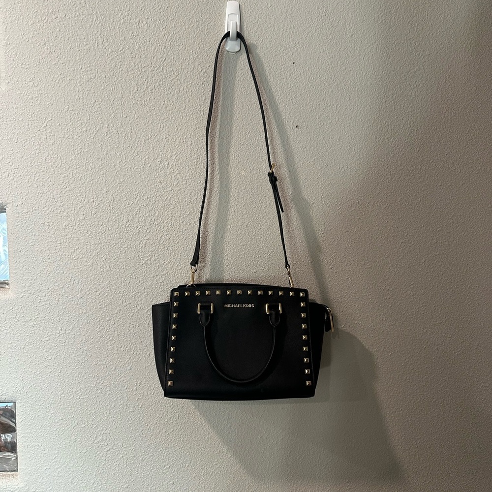 Michael Kors Black Studded Satchel Bag